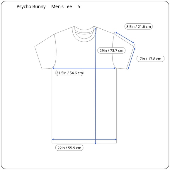 Psycho Bunny Men's Classic V Neck S/S T-Shirt Size Medium Light Blue - Picture 5 of 8